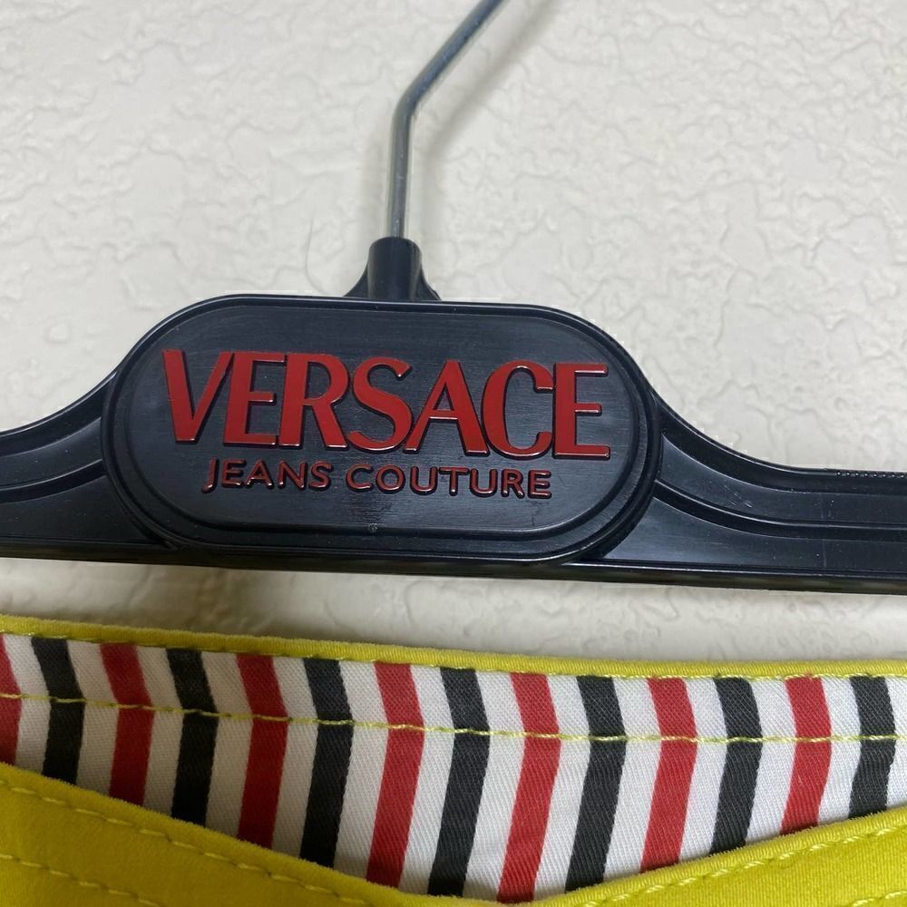 Versace Jeans Couture 2000's Tulip Hem Yellow Mini Skirt Girly Chic Size 24/38 - Picture 3 of 7